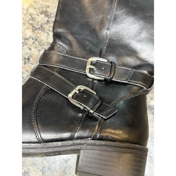 Arizona Women’s Riding Boots Black Brown Knee High Buckle Zip Size 7 - Picture 7 of 8